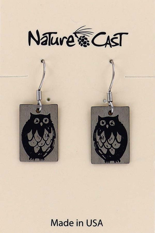 Earring Dangle Owl on Disc