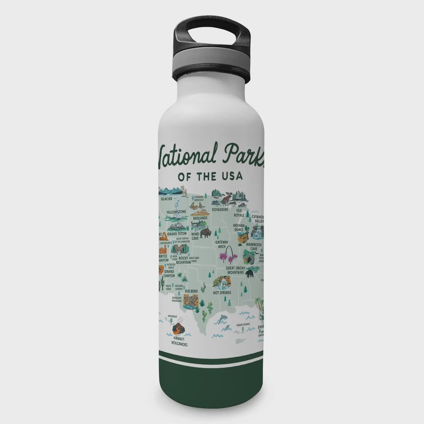 NPS of the USA Map Water Bottle