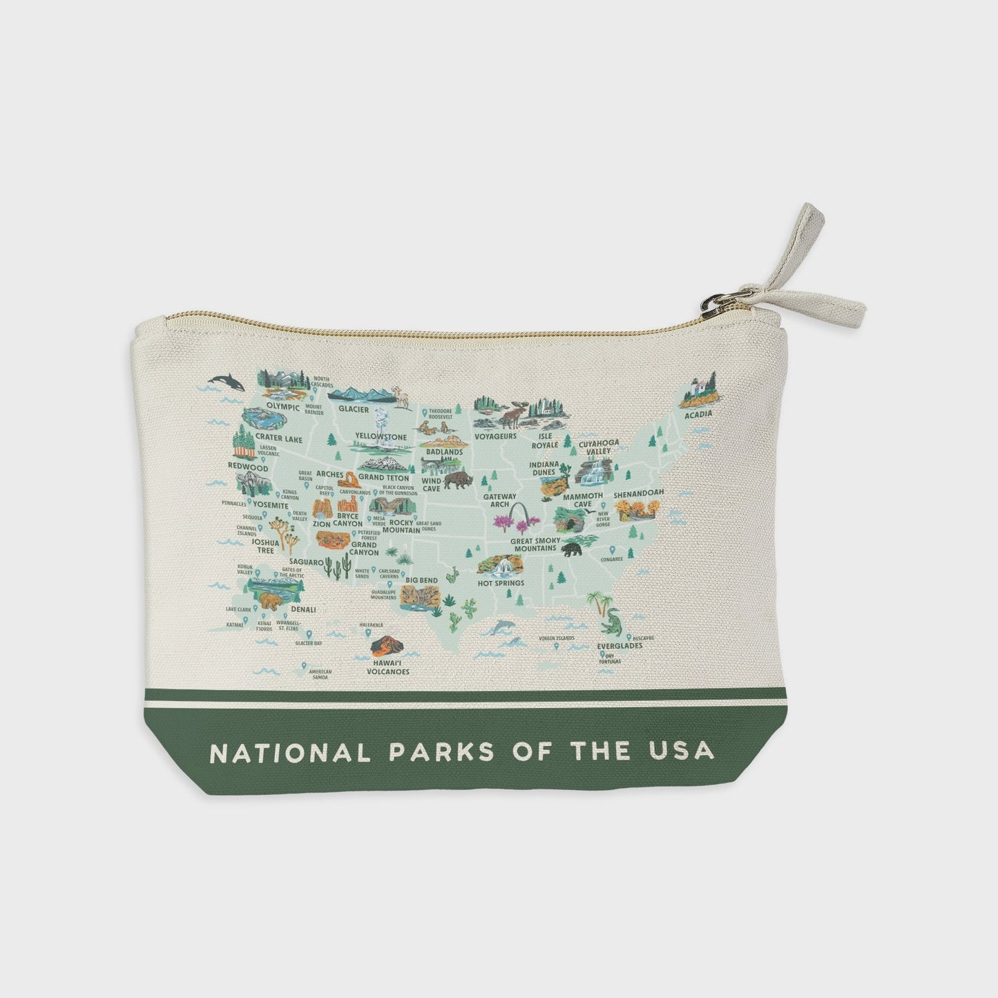 NPS of USA Map Recycled Canvas Zip Pouch