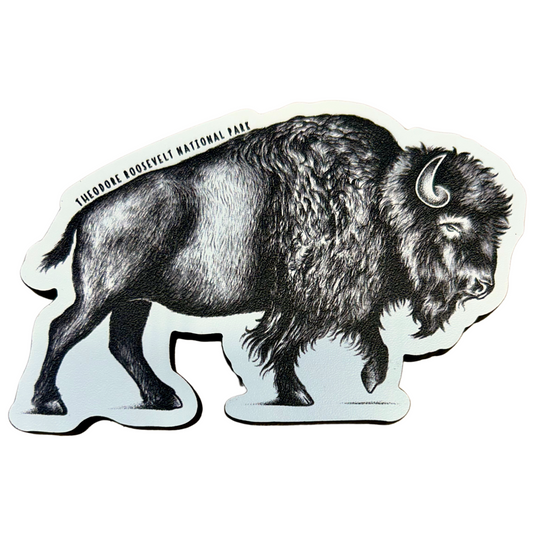 Bison Sketch Wood Diecut Magnet