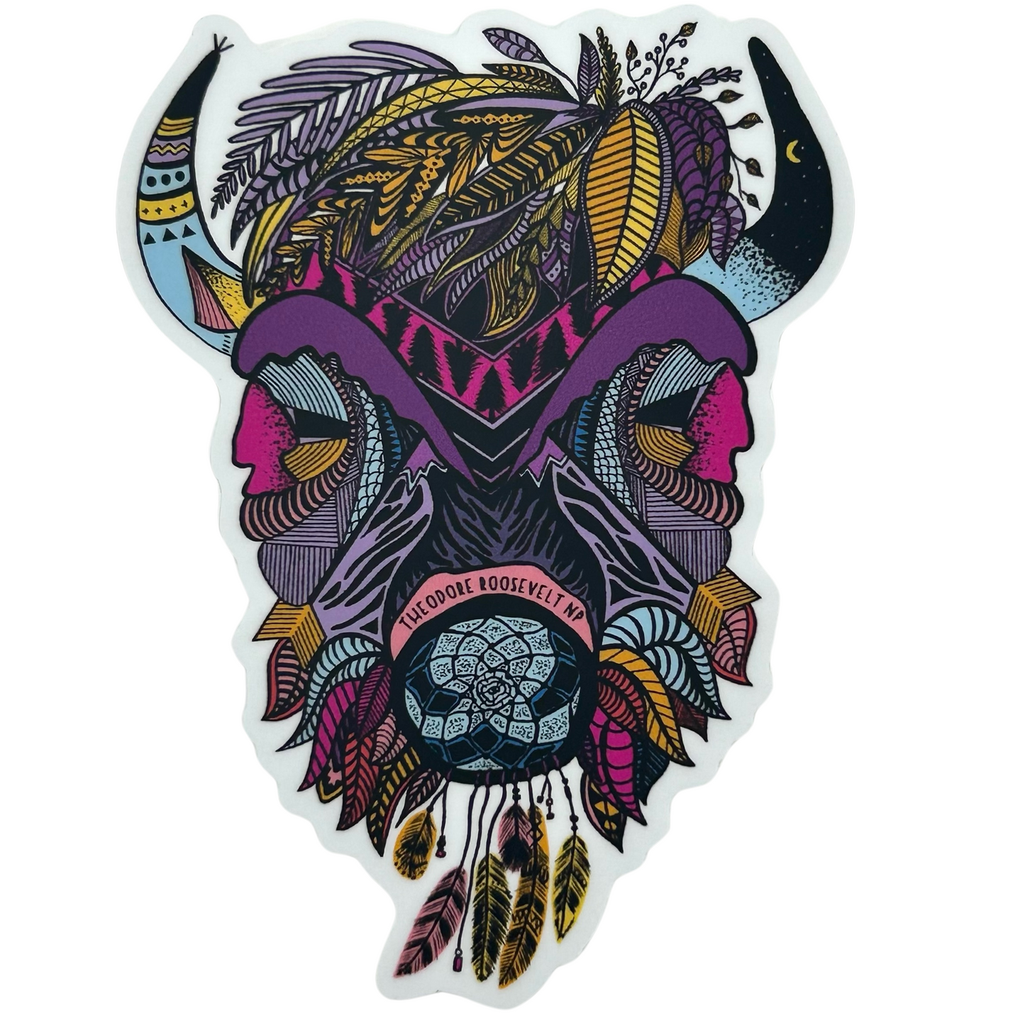 Boho Bison Sticker Pink