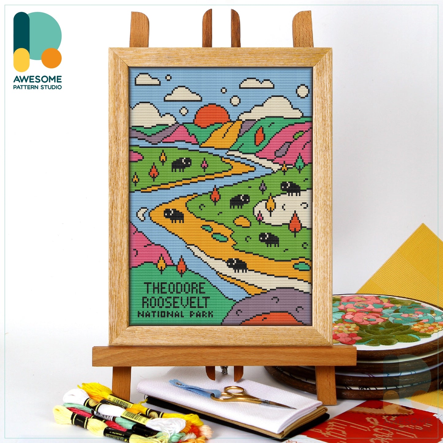 Theodore Roosevelt National Park Cross Stitch Kit