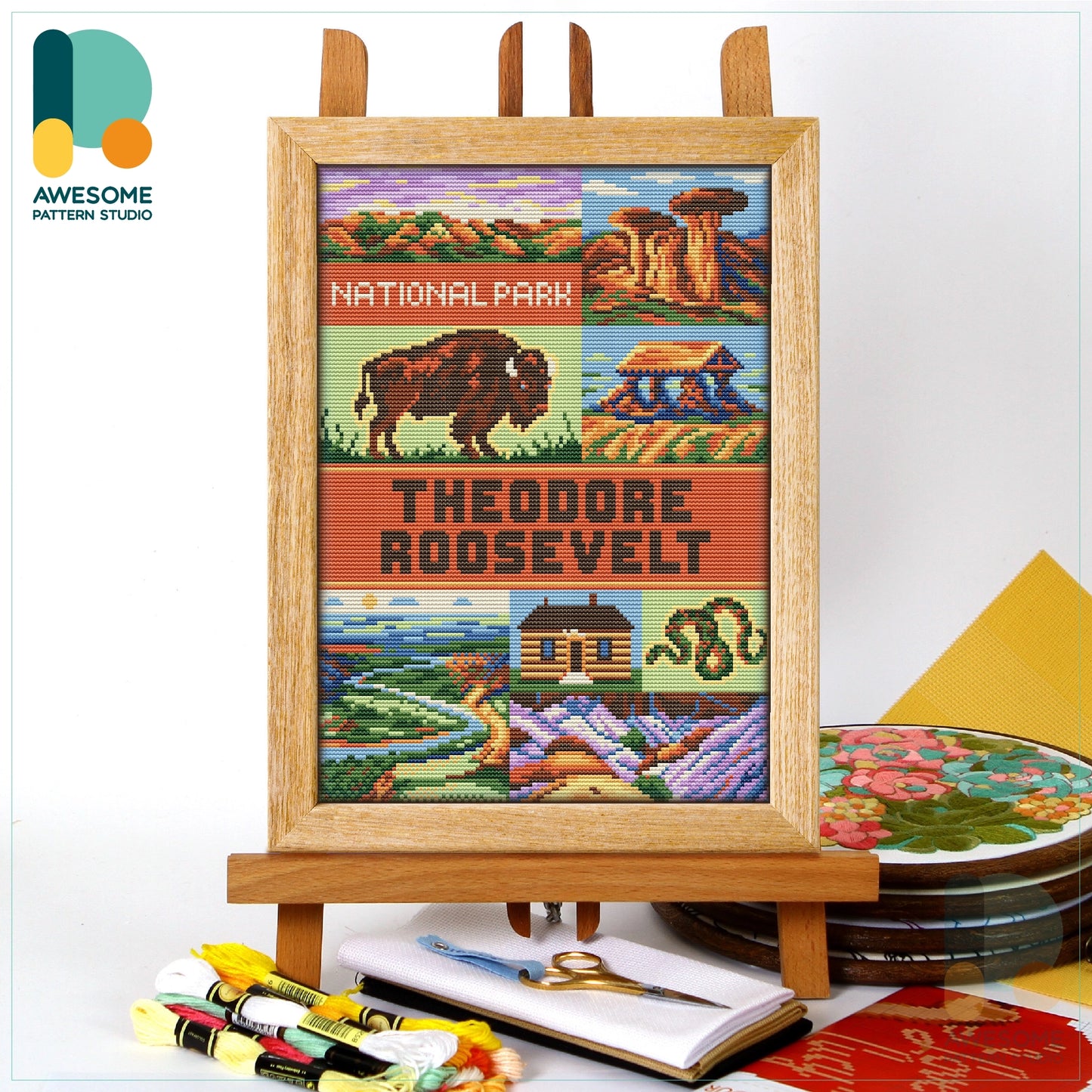Theodore Roosevelt National Park Cross Stitch Kit