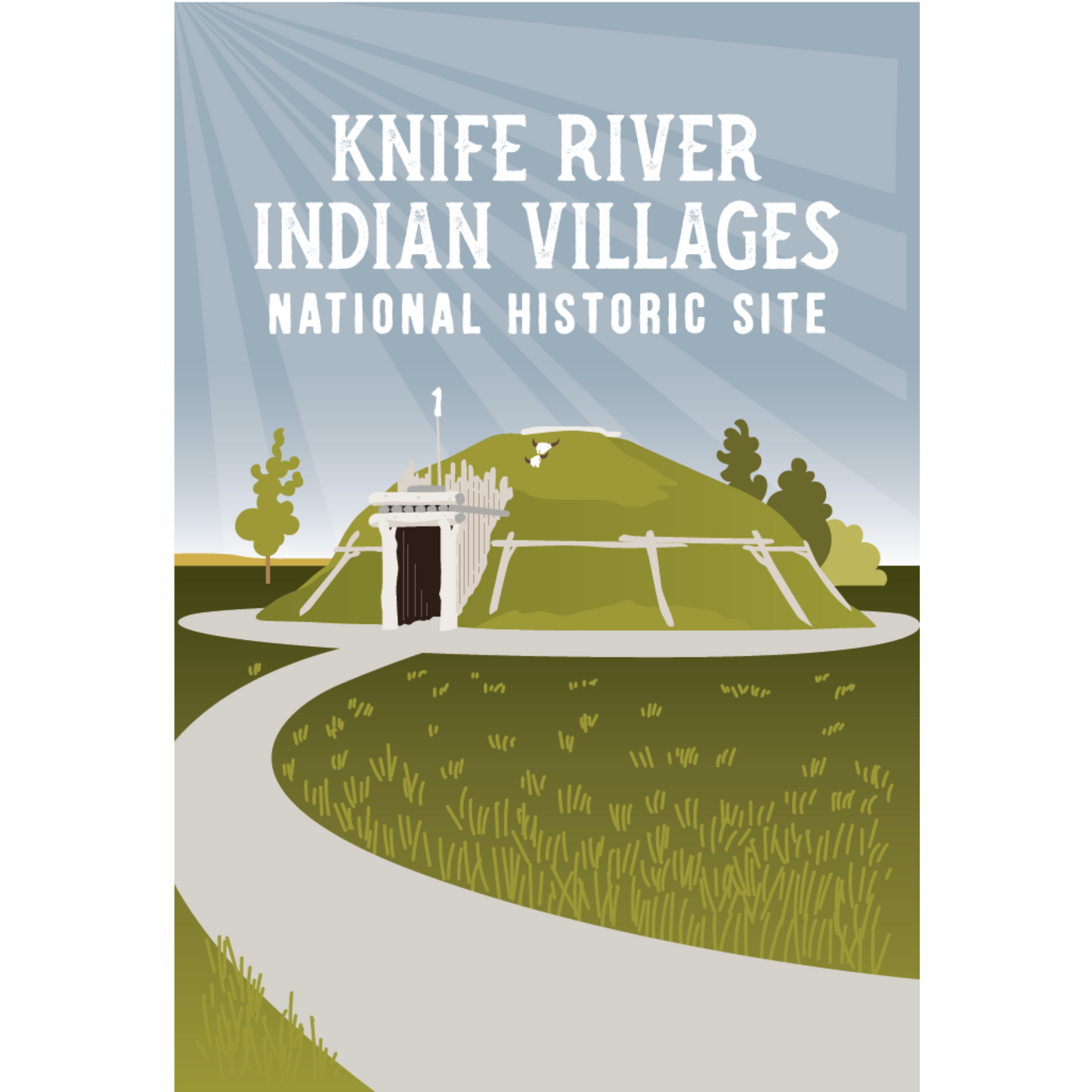 KNRI Earthlodge Sketch Postcard