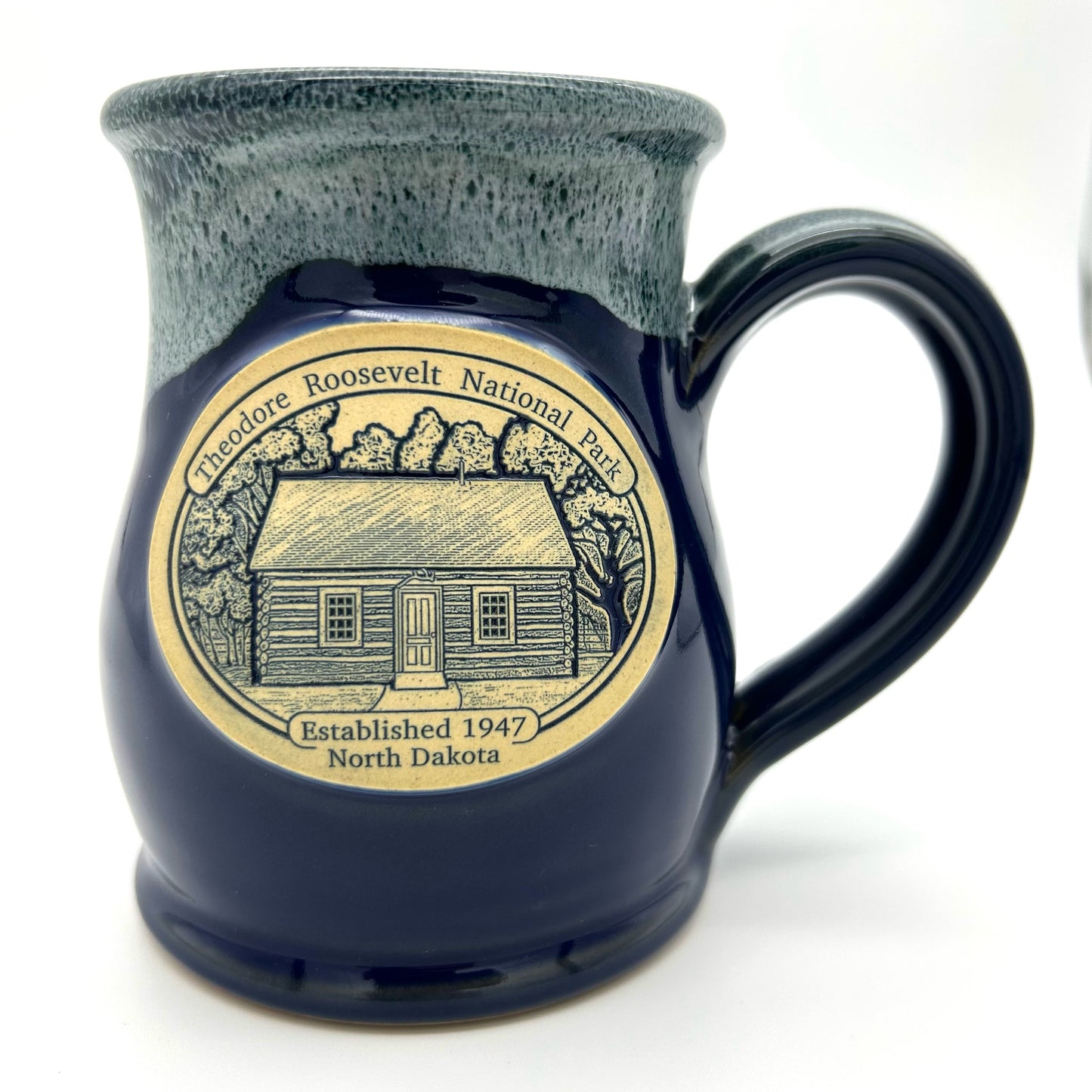 Maltese Cross Cabin Pottery Mug Navy