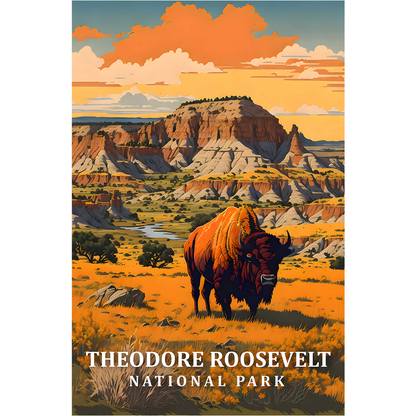 TRNP Badlands Bison Postcard