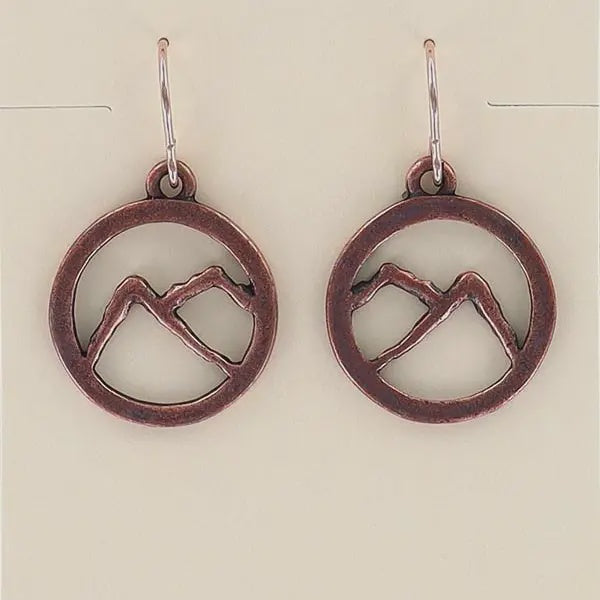 Earring Dangle Copper Finish Mountain in Circle