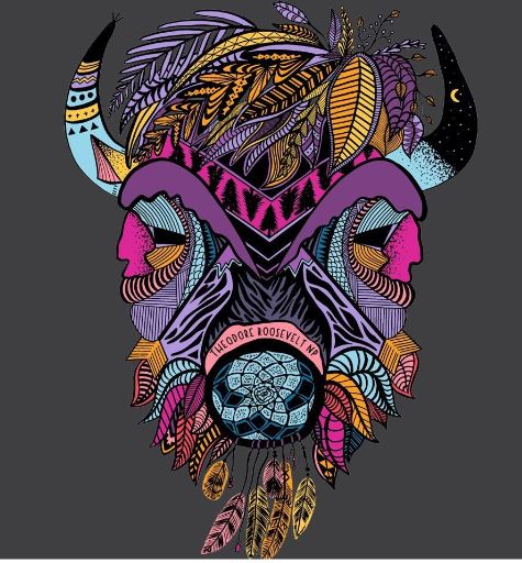 Boho Bison T-shirt Pink