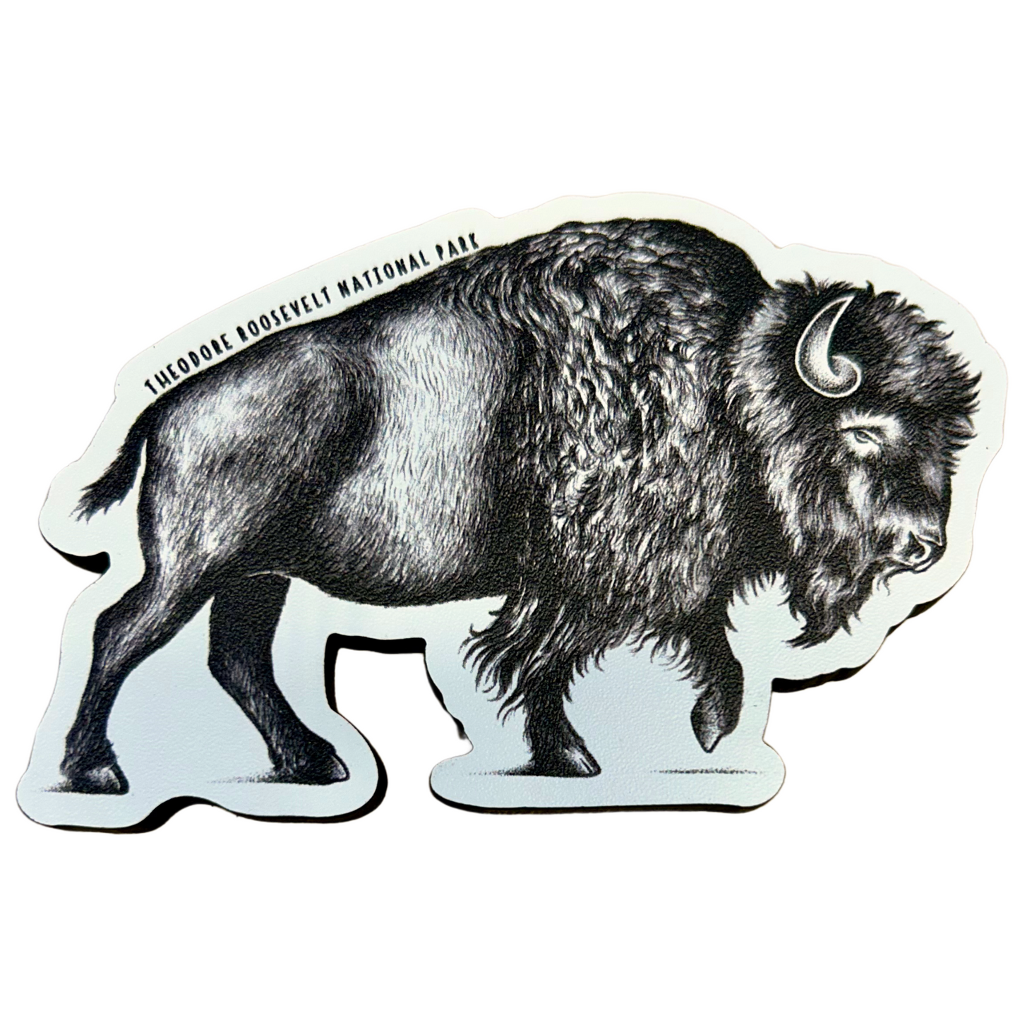 Bison Sketch Wood Magnet