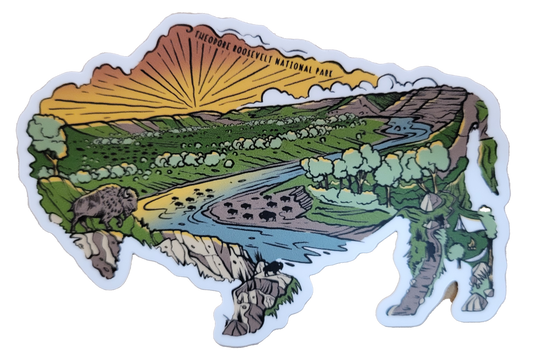 Color Sketch Bison Sticker