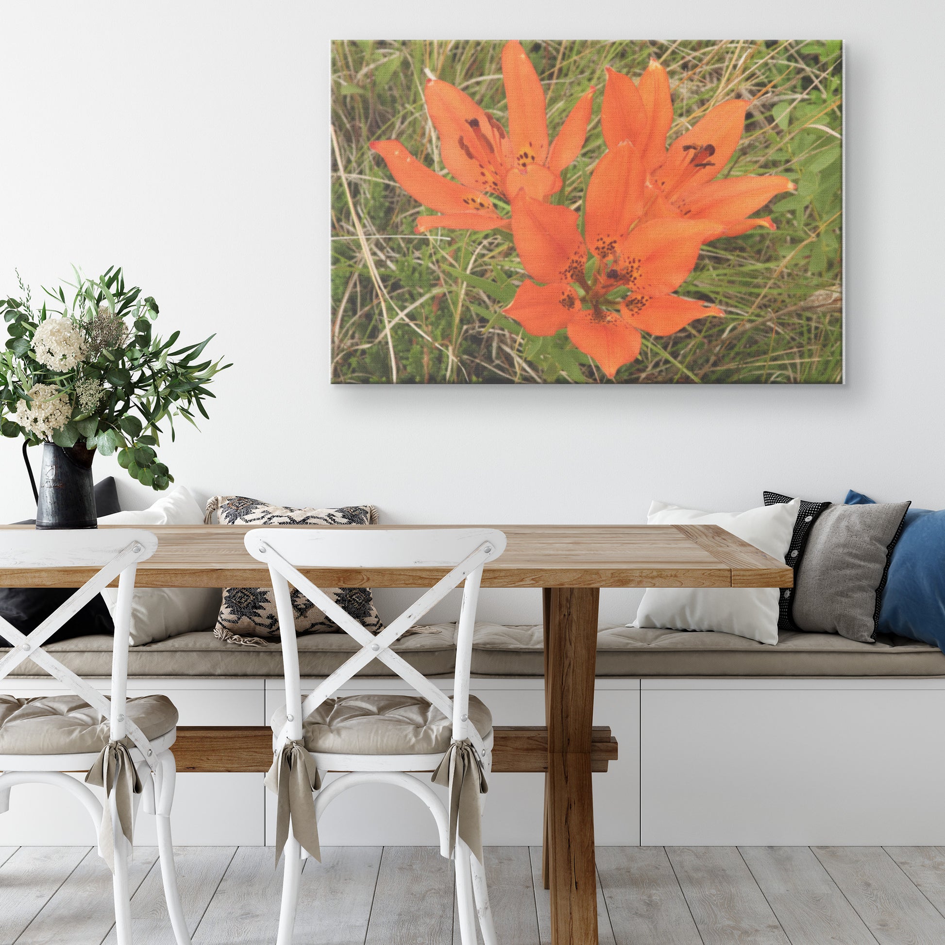 Orange Flowers Canvas by Bryon Knutson Wall L