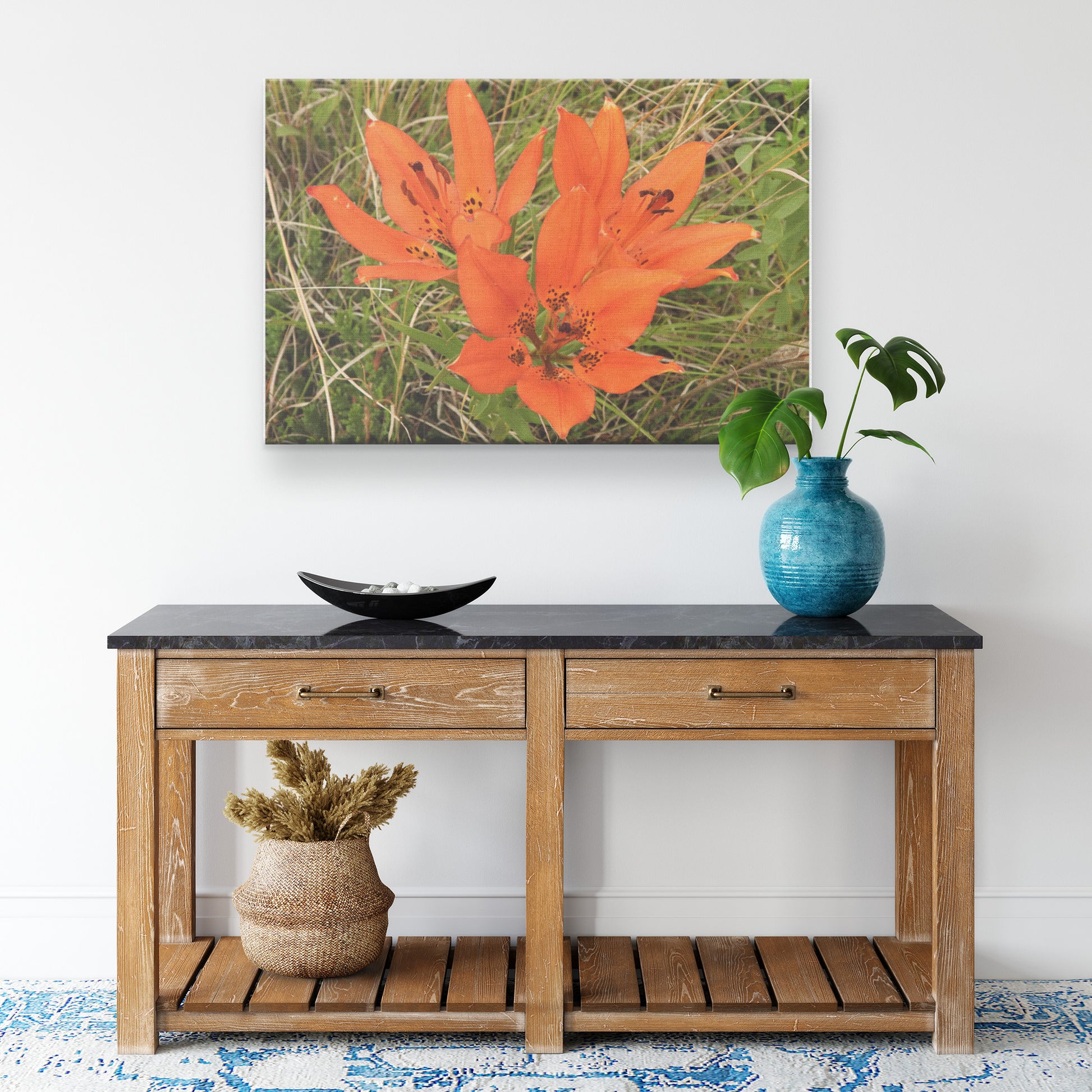 Orange Flowers Canvas by Bryon Knutson Wall S