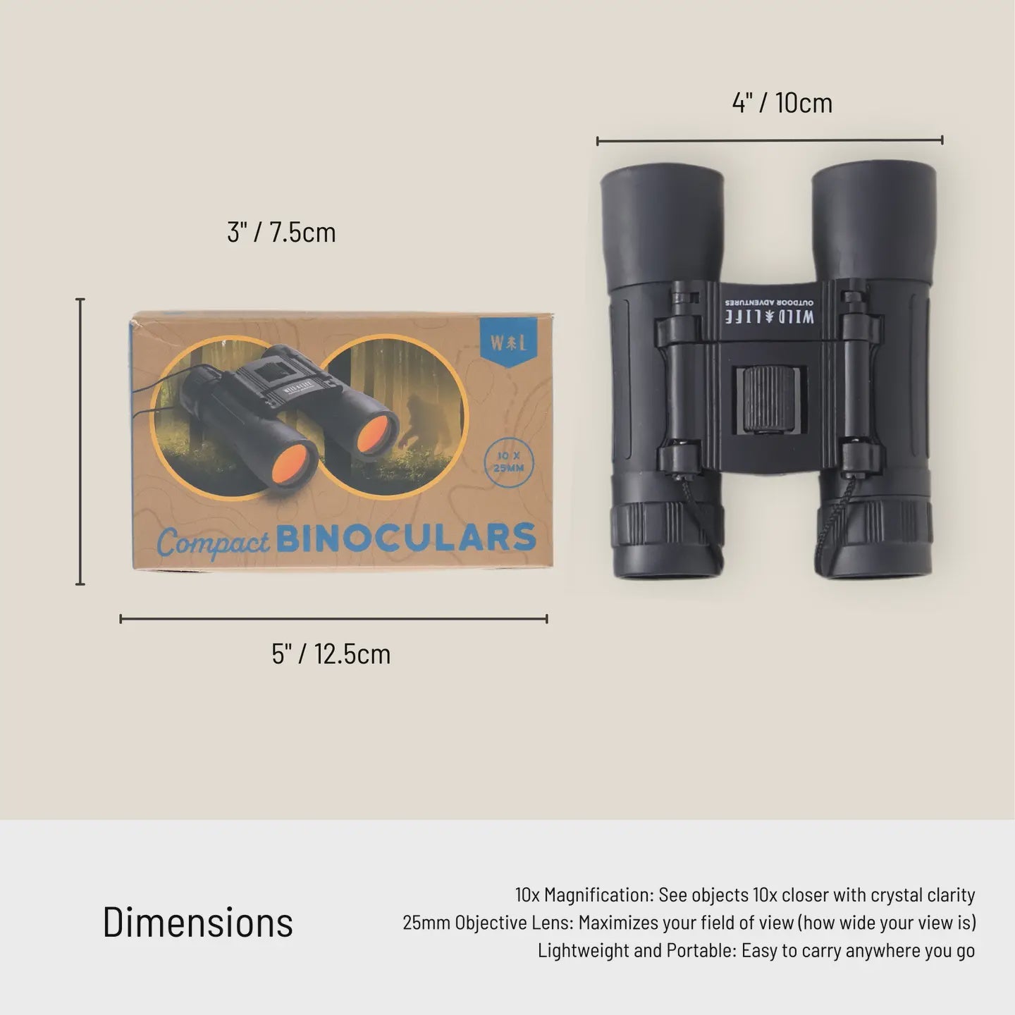 Compact Binoculars 10x25