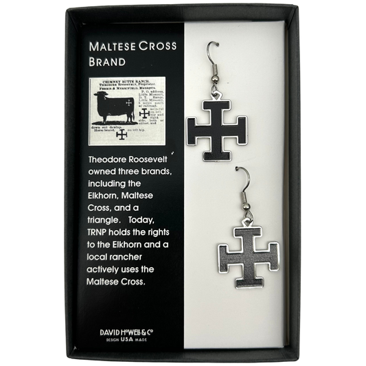 Maltese Cross Earrings - Black